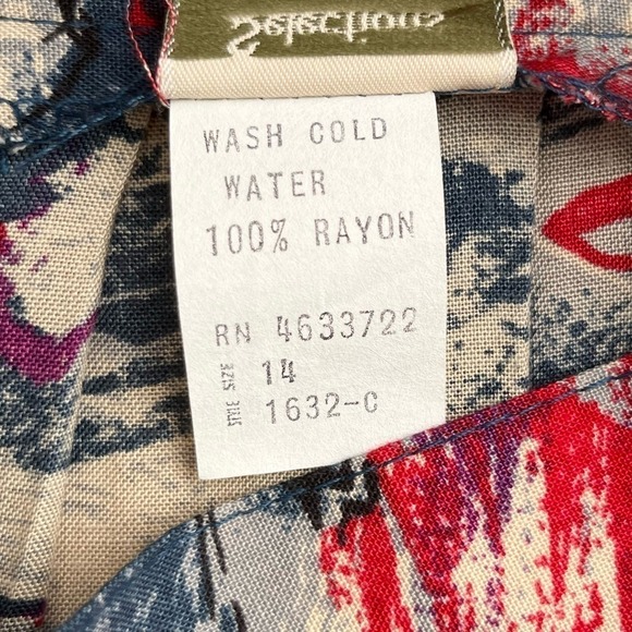 Vintage 80s Selections Manor House Abstract Print Pleated Midi Skirt Blue Red, M - Picture 12 of 12